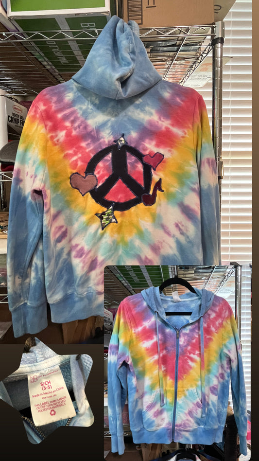 Peace, Love, Music tie dye Hoodie S